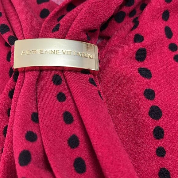 Adrienne Vittadini Red & Black Dot Blouse Size Small - Picture 4 of 5